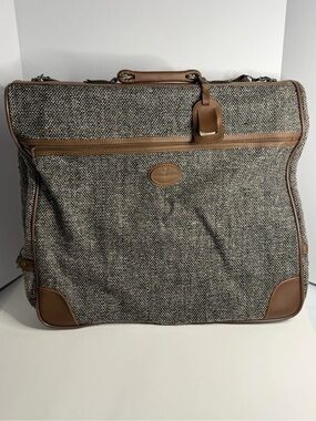 Vintage American Flyer Garment Bag Tweed Suit Carrier Travel Luggage Folding